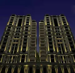Night view of Tabriz Opal Park residential tower
